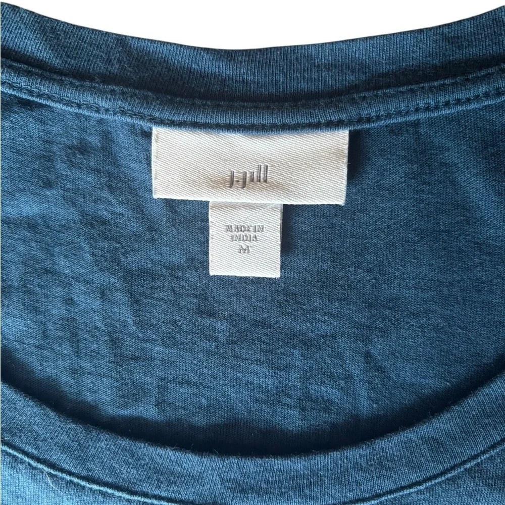 J. Jill Solid Ruffle Cap Sleeve Crew Neck Cotton Modal Tee Blue Size M - Picture 4 of 4
